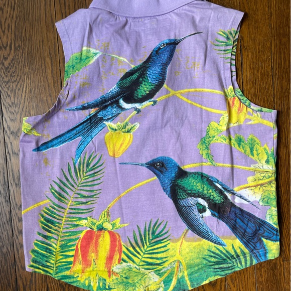 EUC jamie Sadock hummingbird print collared tank // cropped swingy fit / medium - Picture 4 of 4